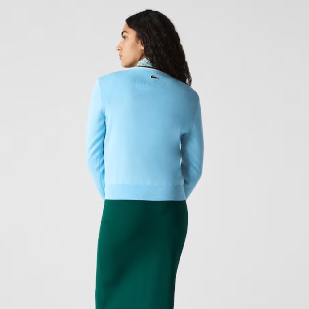 LACOSTE WOMEN’S LIVE CREW NECK BADGE COTTON SWEATER - Picture 3 of 4